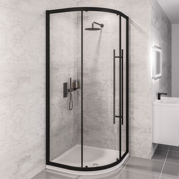 Eastbrook Vantage 2000 Matt Black Quadrant Shower Enclosure 900 x 900mm