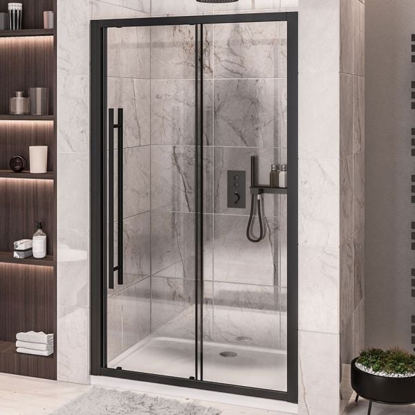 Eastbrook Vantage 2000 Matt Black Sliding Shower Door 1650mm