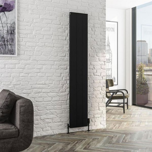 Eastbrook Vesima 1800 x 303 Matt Black Aluminium Designer Radiator #2