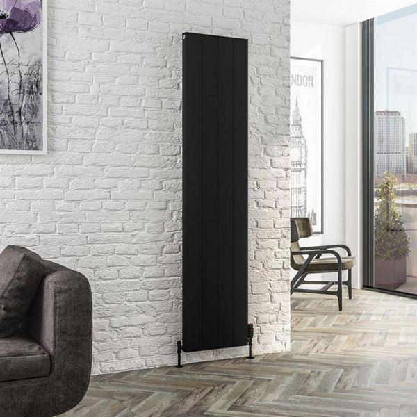 Eastbrook Vesima 1800 x 403 Matt Black Aluminium Designer Radiator #2