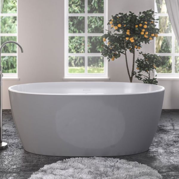 Eastbrook Wandsworth Gloss Grey Double Ended Freestanding Bath 1500 x 725mm