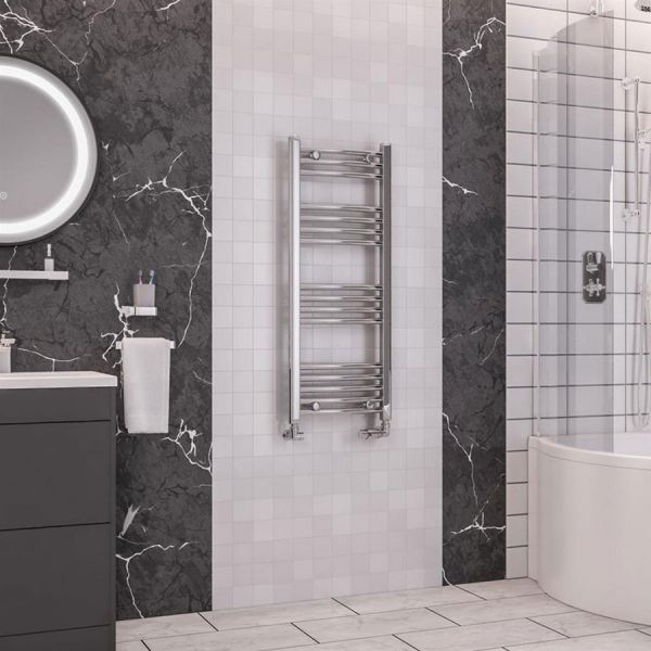 Eastbrook Wendover 1000 x 400 Curved Chrome Towel Rail #2