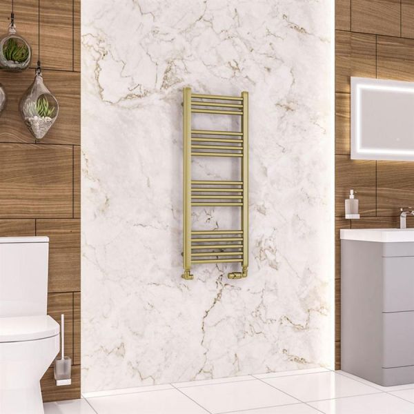 Eastbrook Wendover 1000 x 400 Straight Brushed Brass Towel Rail #2