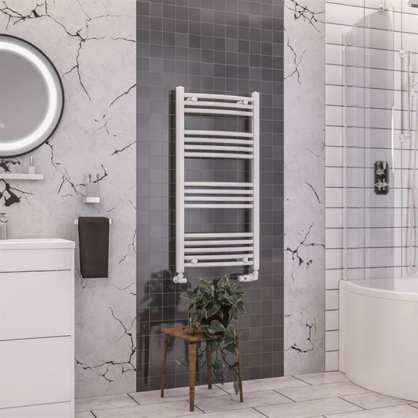 Eastbrook Wendover 1000 x 500 Curved White Towel Rail #2