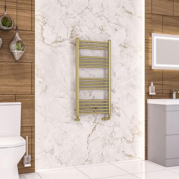 Eastbrook Wendover 1000 x 500 Straight Brushed Brass Towel Rail #2