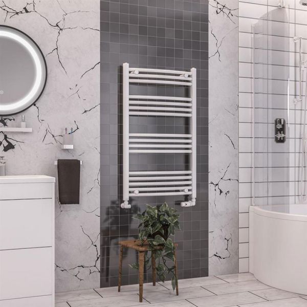 Eastbrook Wendover 1000 x 600 Curved White Towel Rail #2