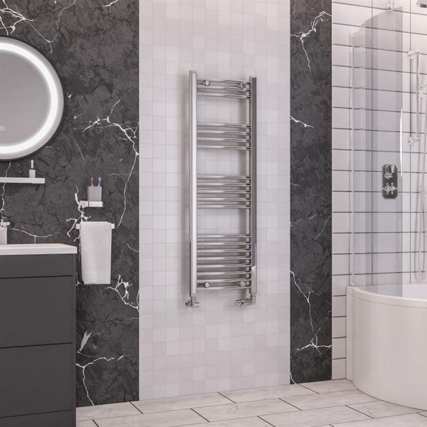 Eastbrook Wendover 1200 x 400 Curved Chrome Towel Rail #2