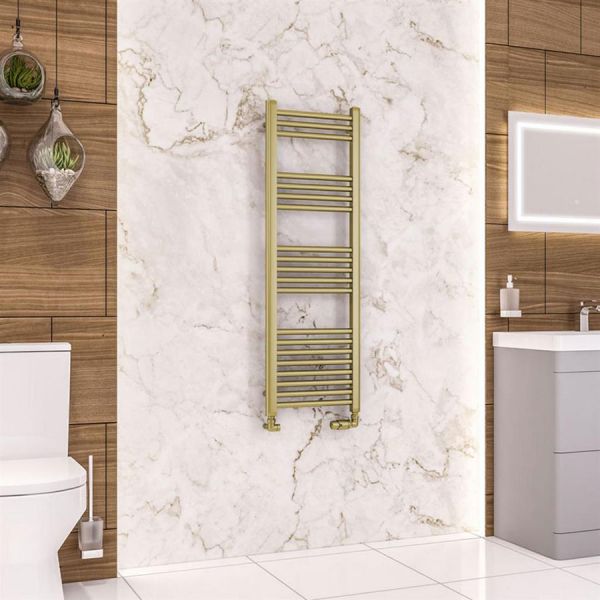 Eastbrook Wendover 1200 x 400 Straight Brushed Brass Towel Rail #2