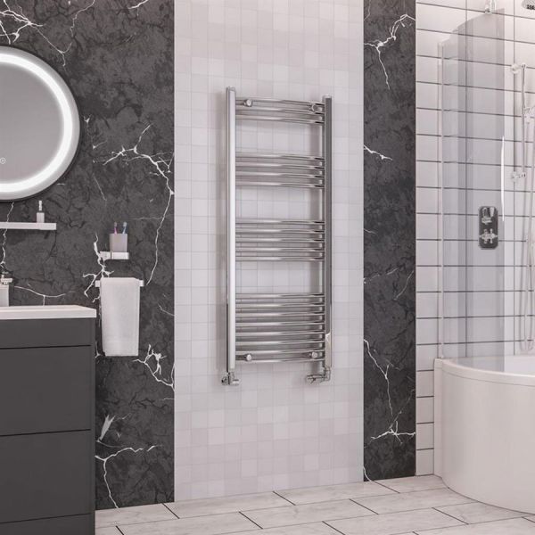 Eastbrook Wendover 1200 x 500 Curved Chrome Towel Rail #2