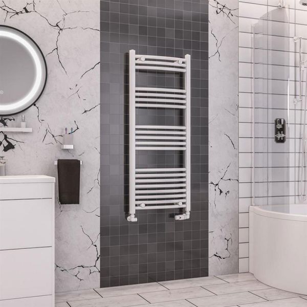 Eastbrook Wendover 1200 x 500 Curved White Towel Rail #2