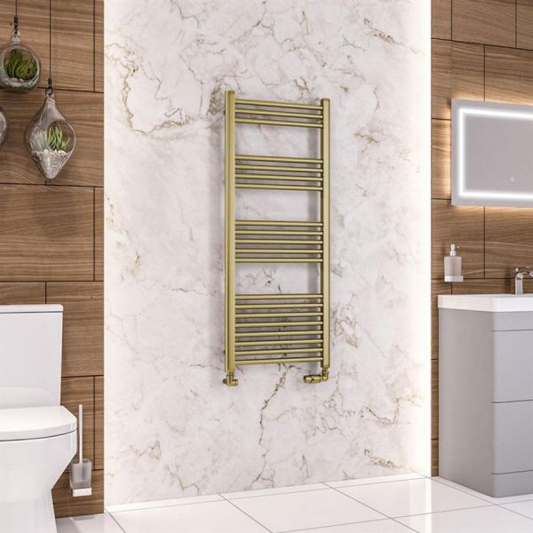 Eastbrook Wendover 1200 x 500 Straight Brushed Brass Towel Rail #2