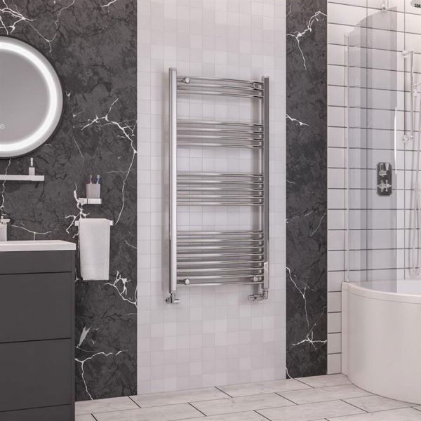 Eastbrook Wendover 1200 x 600 Curved Chrome Towel Rail #2