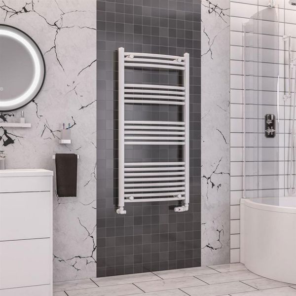 Eastbrook Wendover 1200 x 600 Curved White Towel Rail #2