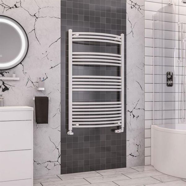 Eastbrook Wendover 1200 x 750 Curved White Towel Rail #2