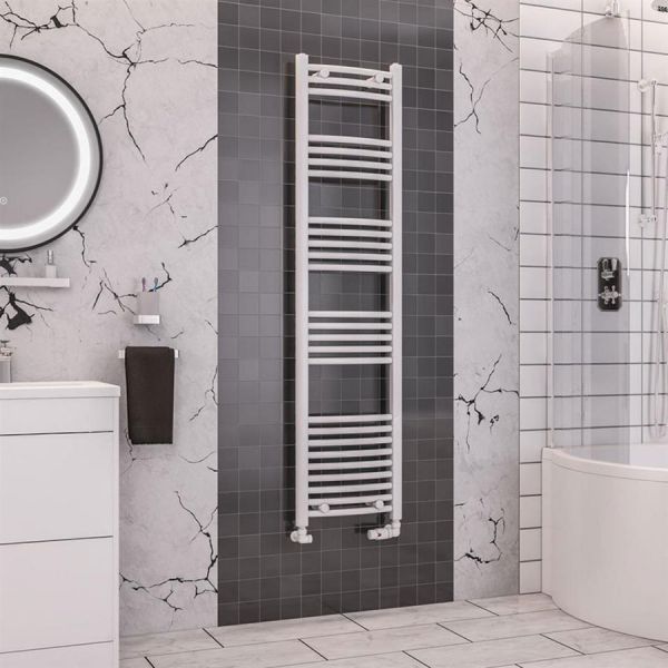 Eastbrook Wendover 1600 x 400 Curved White Towel Rail #2