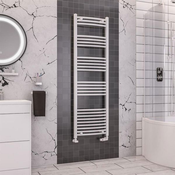 Eastbrook Wendover 1600 x 500 Curved White Towel Rail #2