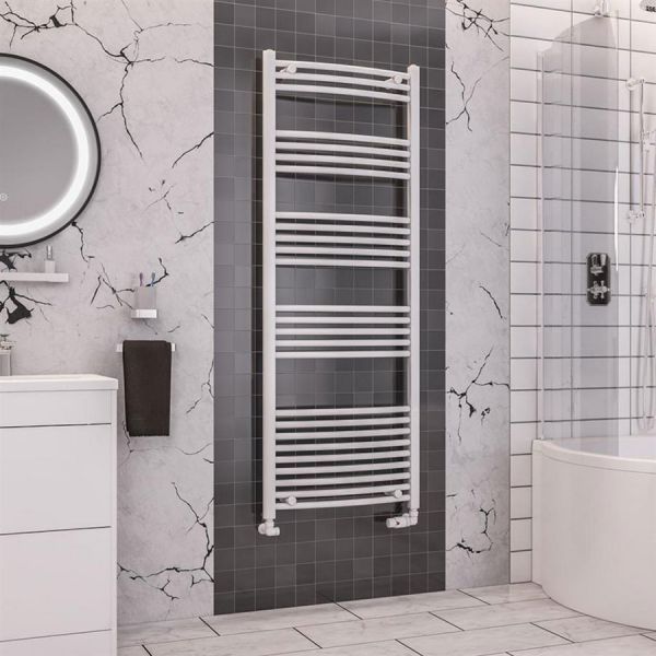 Eastbrook Wendover 1600 x 600 Curved White Towel Rail #2