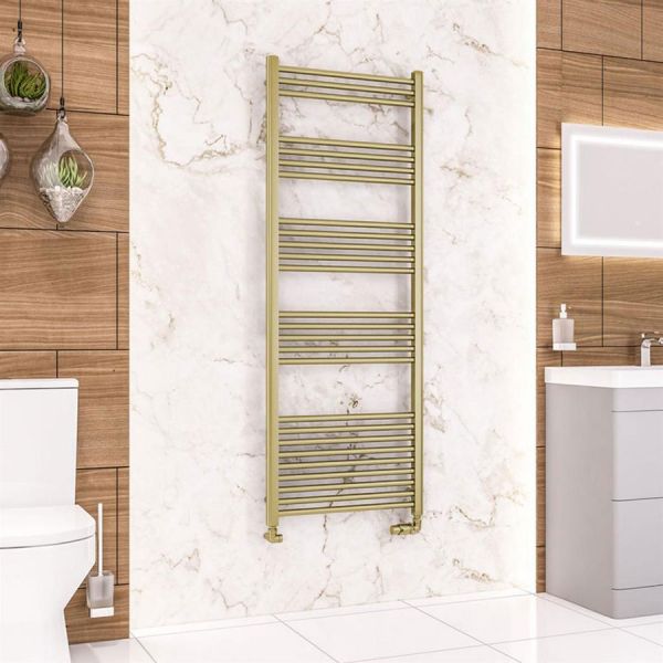 Eastbrook Wendover 1600 x 600 Straight Brushed Brass Towel Rail #2