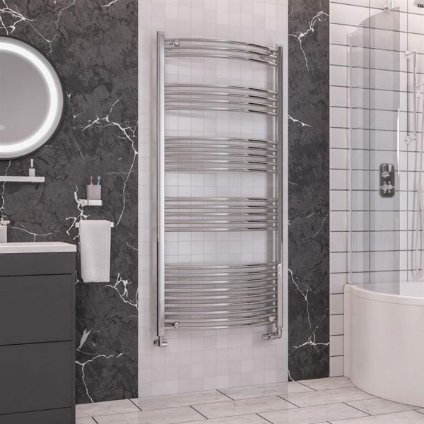 Eastbrook Wendover 1600 x 750 Curved Chrome Towel Rail #2