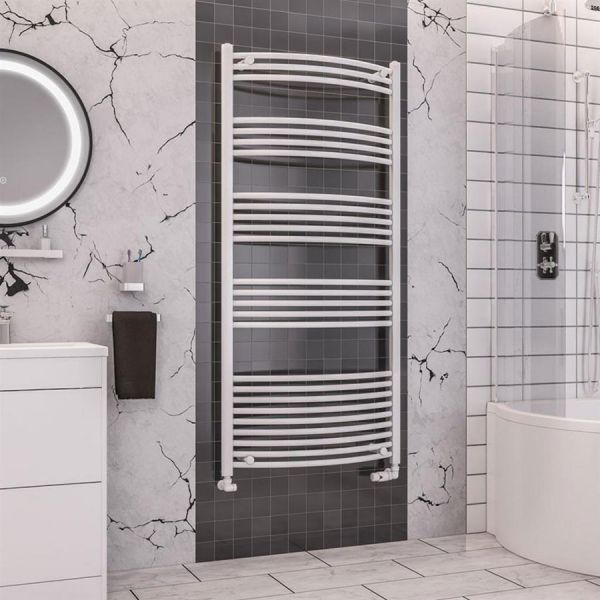 Eastbrook Wendover 1600 x 750 Curved White Towel Rail #2