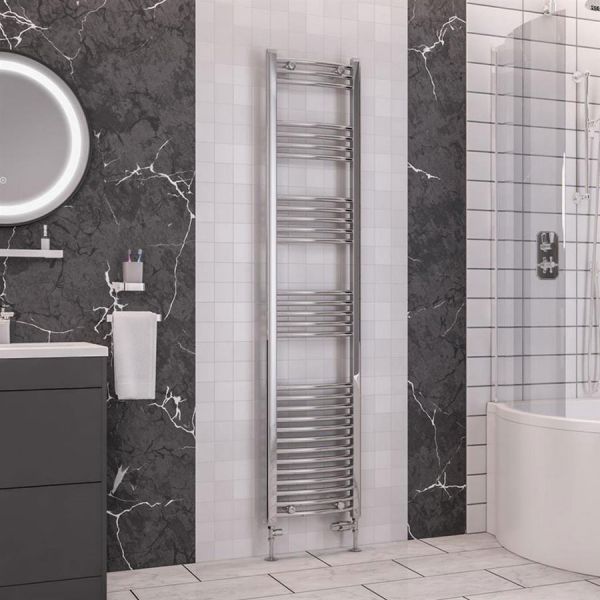 Eastbrook Wendover 1800 x 400 Curved Chrome Towel Rail #2