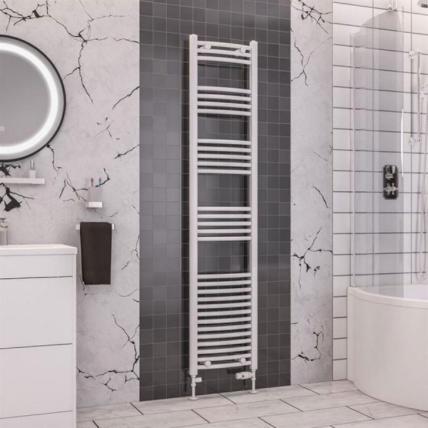 Eastbrook Wendover 1800 x 400 Curved White Towel Rail #2