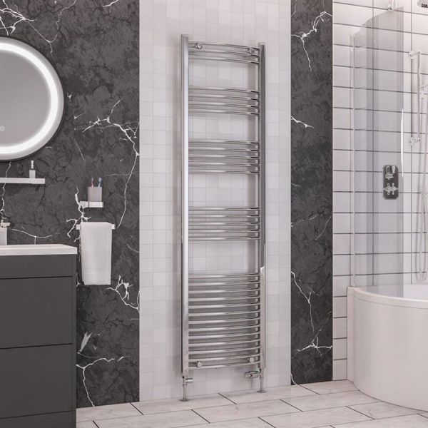 Eastbrook Wendover 1800 x 500 Curved Chrome Towel Rail #2
