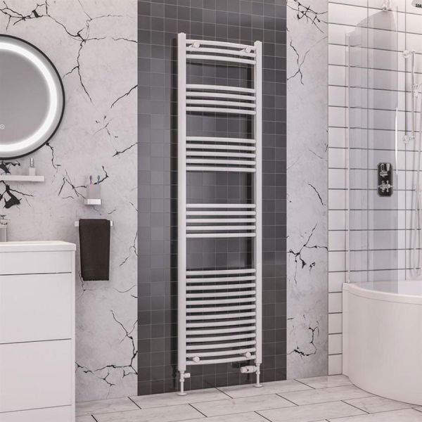 Eastbrook Wendover 1800 x 500 Curved White Towel Rail #2