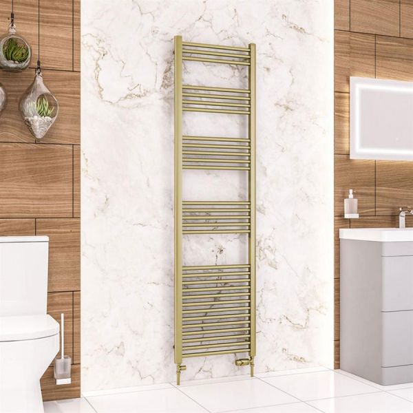 Eastbrook Wendover 1800 x 500 Straight Brushed Brass Towel Rail #2