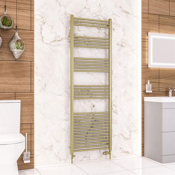 Eastbrook Wendover 1800 x 600 Straight Brushed Brass Towel Rail #2