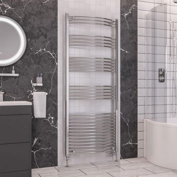 Eastbrook Wendover 1800 x 750 Curved Chrome Towel Rail #2