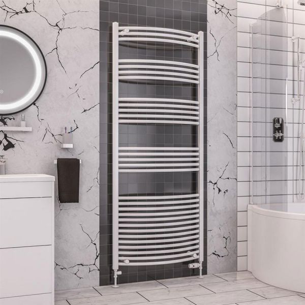 Eastbrook Wendover 1800 x 750 Curved White Towel Rail #2
