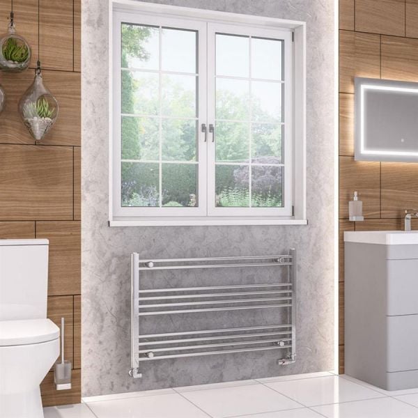 Eastbrook Wendover 600 x 1000mm Wide Horizontal Straight Chrome Towel Rail #2
