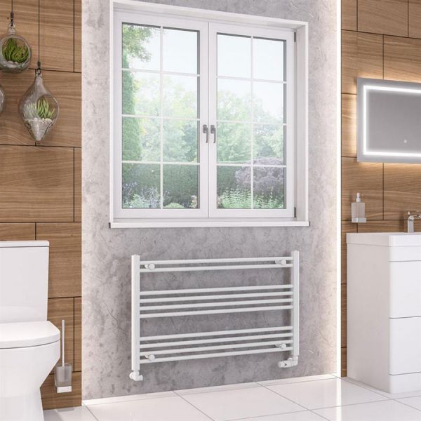 Eastbrook Wendover 600 x 1000mm Wide Horizontal Straight Gloss White Towel Rail #2
