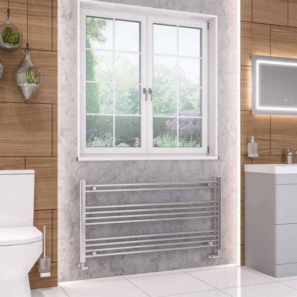 Eastbrook Wendover 600 x 1200mm Wide Horizontal Straight Chrome Towel Rail #2