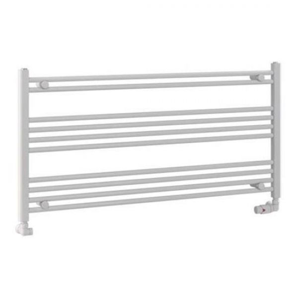 Eastbrook Wendover 600 x 1200mm Wide Horizontal Straight Gloss White Towel Rail