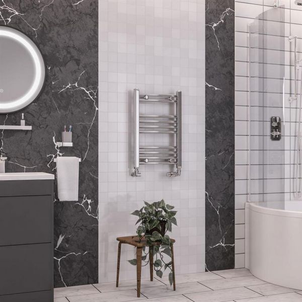 Eastbrook Wendover 600 x 400 Curved Chrome Towel Rail #2