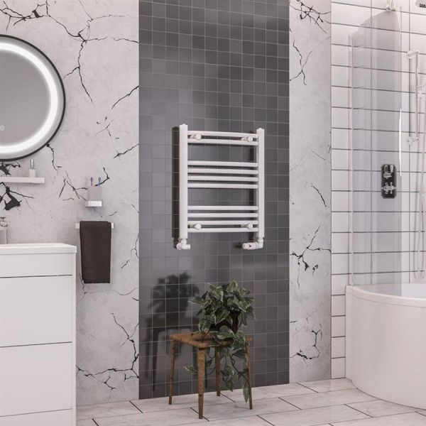 Eastbrook Wendover 600 x 500 Curved White Towel Rail #2