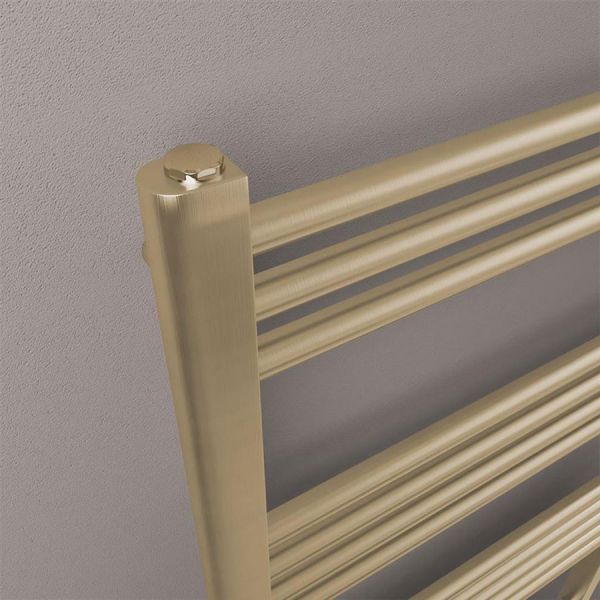 Eastbrook Wendover 600 x 500 Straight Brushed Brass Towel Rail #3