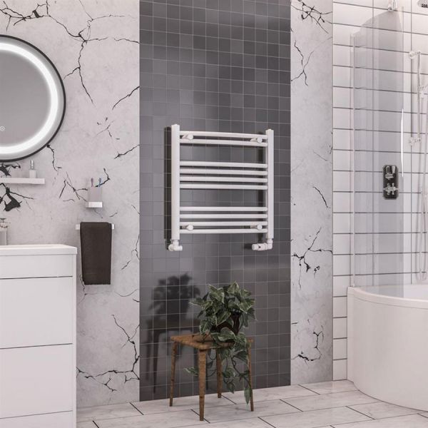 Eastbrook Wendover 600 x 600 Curved White Towel Rail #2