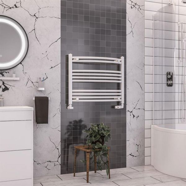 Eastbrook Wendover 600 x 750 Curved White Towel Rail #2