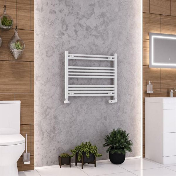 Eastbrook Wendover 600 x 750 Straight White Gloss Towel Rail #2