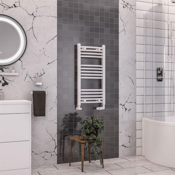 Eastbrook Wendover 800 x 400 Curved White Towel Rail #2