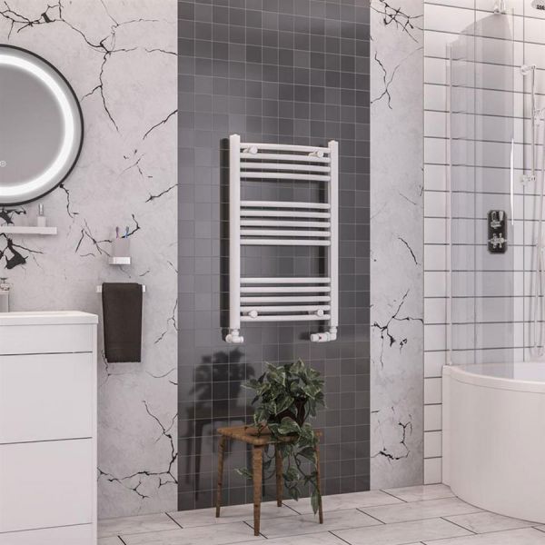 Eastbrook Wendover 800 x 500 Curved White Towel Rail #2