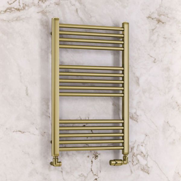 Eastbrook Wendover 800 x 500 Straight Brushed Brass Towel Rail