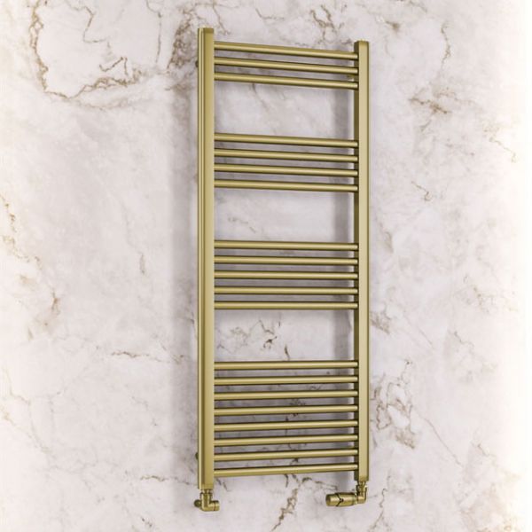 Eastbrook Wendover 1200 x 500 Straight Brushed Brass Towel Rail
