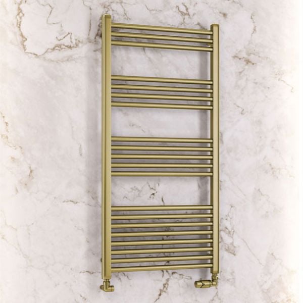 Eastbrook Wendover 1200 x 600 Straight Brushed Brass Towel Rail