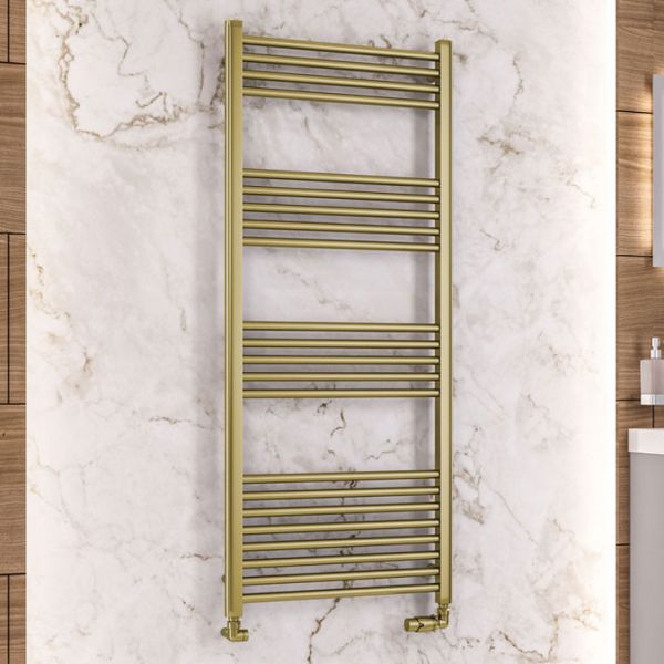 Eastbrook Wendover 1400 x 600 Straight Brushed Brass Towel Rail