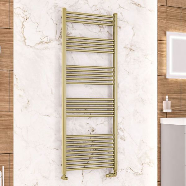 Eastbrook Wendover 1600 x 600 Straight Brushed Brass Towel Rail