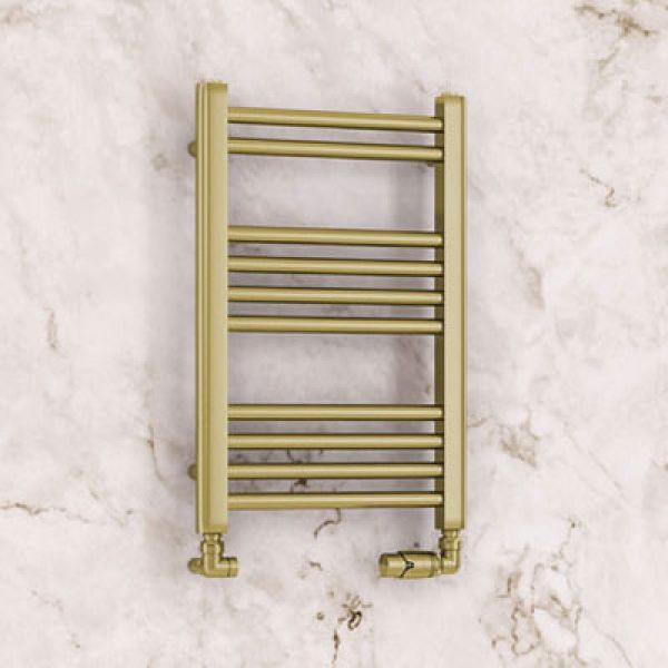 Eastbrook Wendover 600 x 400 Straight Brushed Brass Towel Rail